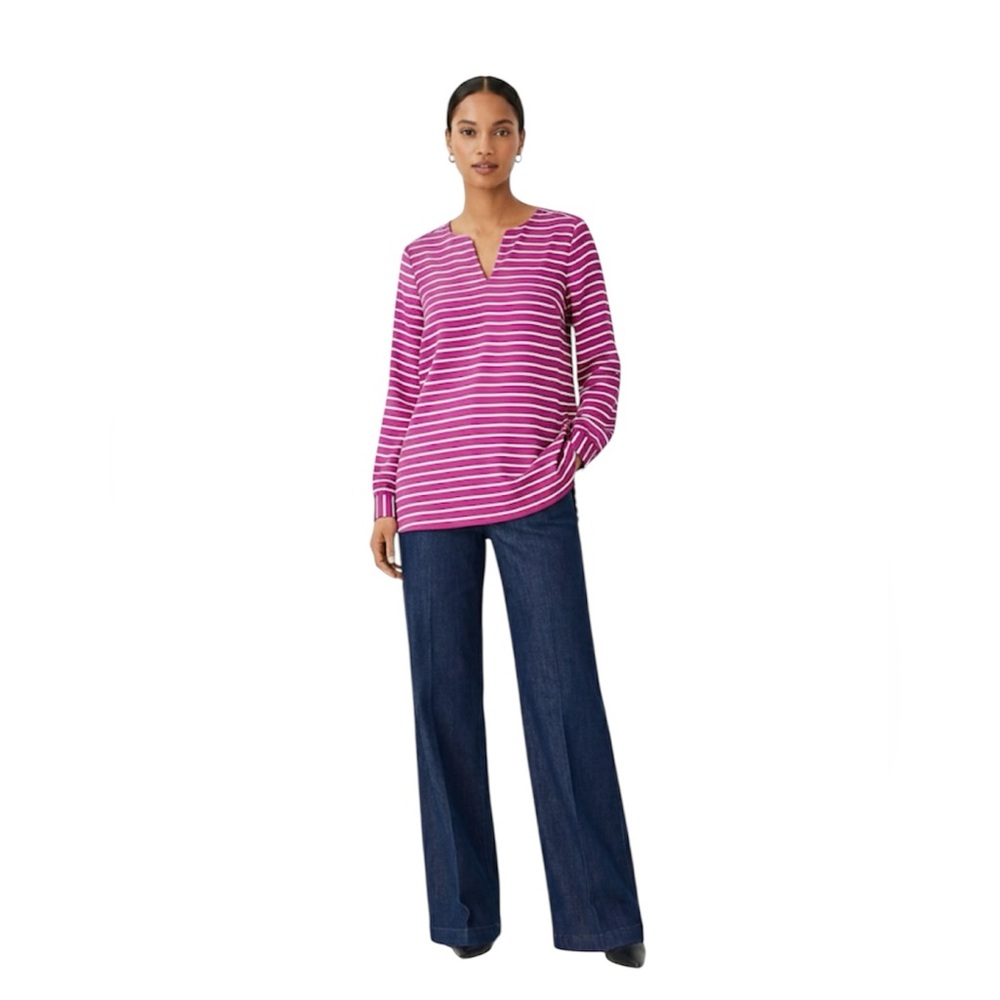 Ann Taylor Women Pink Fushia Blouse Shirt Size: Medium